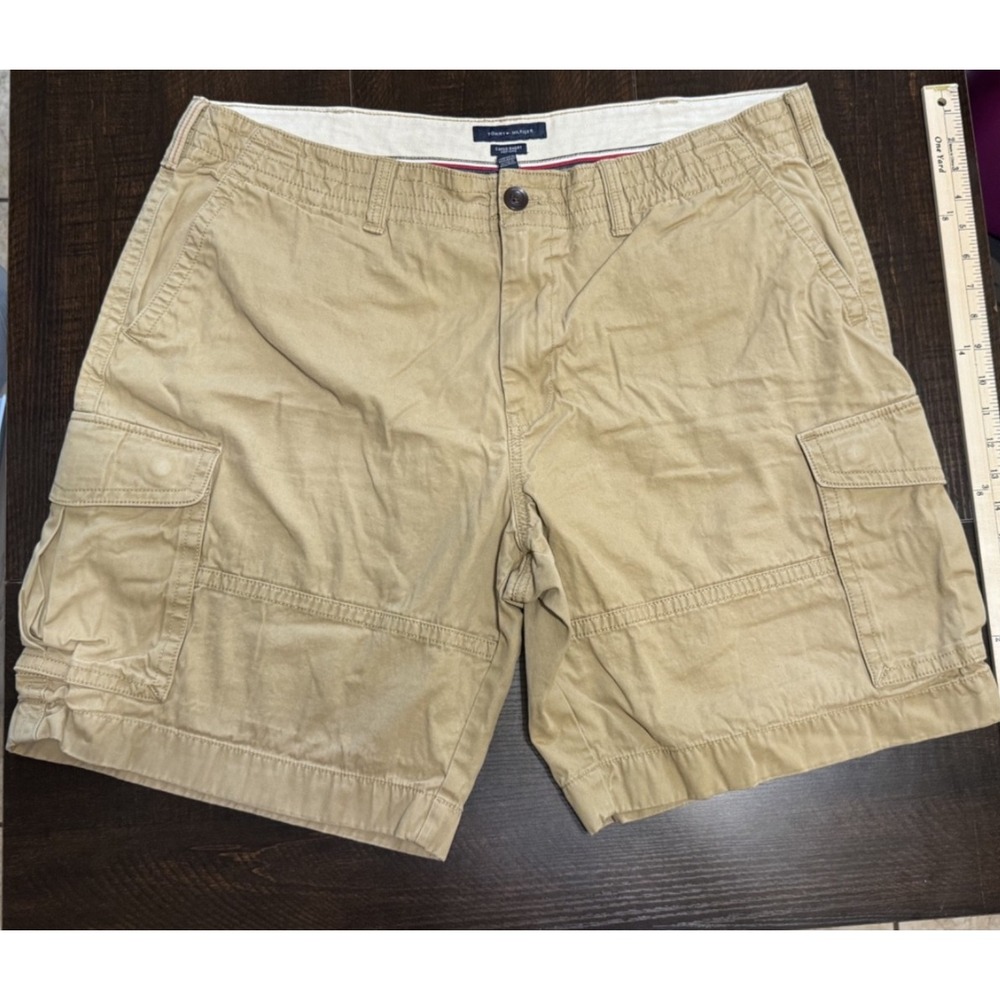 Tommy Hilfiger Cargo Shorts Mens 42 Tan Cotton Classic Fit Canvas Beige Pockets